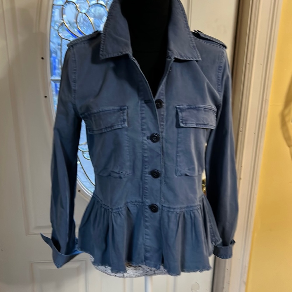 Lucky Brand  Ruffled Hem Denim/chambray Jacket